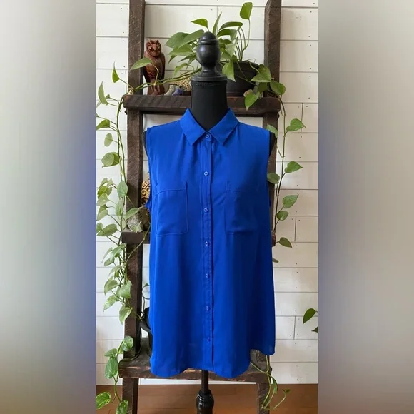 Apt 9: Elegant Royal Blue Button Down Shirt - Picture 6 of 17